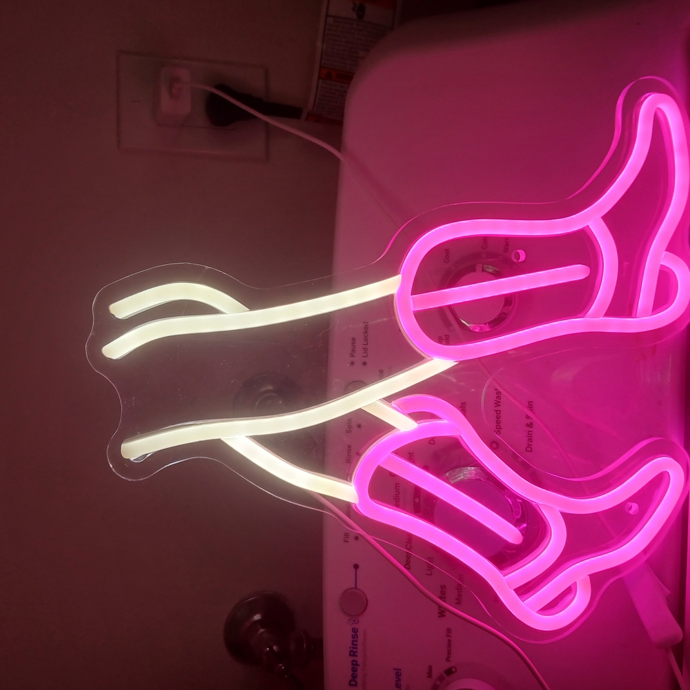 Vibrant Pink and White Boot Neon Light